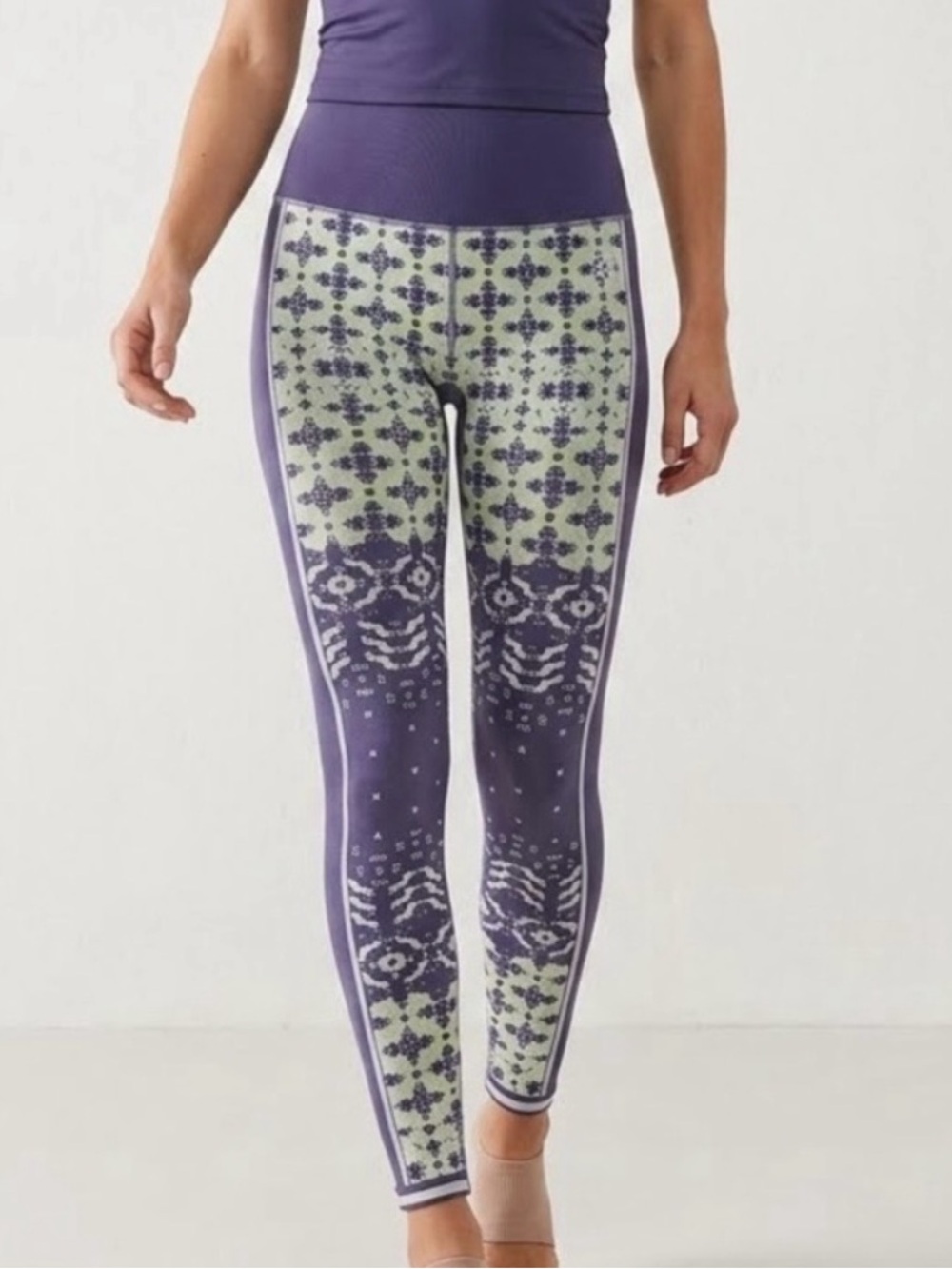 FP Movement by Free People Purple and Cream Patterned Leggings
